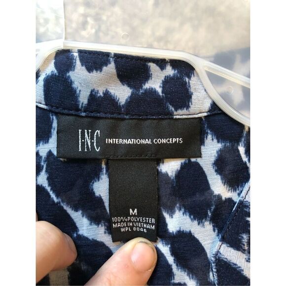 INC International Concepts Women’s Navy Blue and White Cheetah Print Pattern Tan - Picture 3 of 5